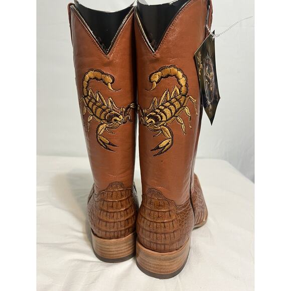 El Alacran De Durango Brown Genuine Crocodile Tail Cowboy Boots Sz 7 HANDMADE - Picture 2 of 3